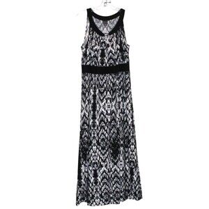 Covington Dress Keyhole Black & White Stretch Sleeveless Size LP